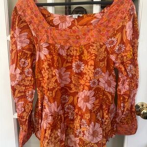 American Eagle Outfitters Orange Floral Blouse